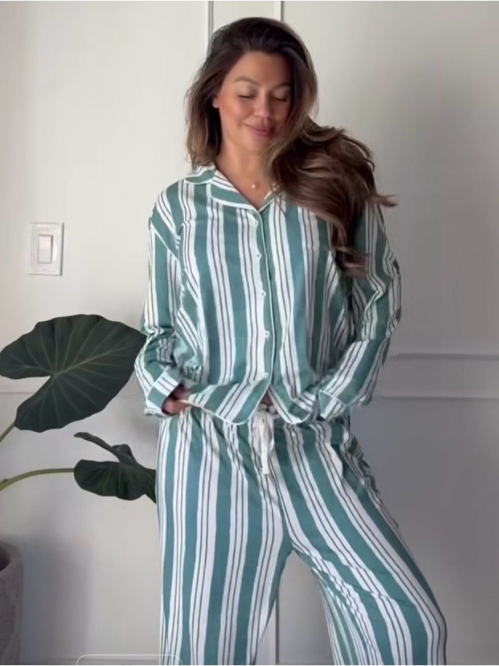 Honeydew USA Teal and White Vertical Stripe Pajama Set